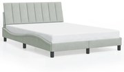 világosszürke bársony ágykeret LED-ekkel matrac nélkül Hanko 140 x 200 cm