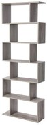 Könyvespolc, tárolópolc, 6 szintes, szürkés barna 70x24x190cm