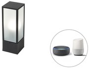 Okos kültéri állólámpa fekete bordázott üveggel 40 cm, Wi-Fi-vel A60 - Charlois