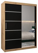 Ruhásszekrény 150 cm tükörrel Verika 2 150 (artisan tölgy + fekete). 1064198
