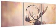 Kép - jávorszarvas az őszi levelekben (órával) (90x30 cm)