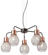 Redo 01-1580 - EDISON függőlámpa kábelen, 5xE27/42W/230V, Ø 53 cm, fekete/rézszínű