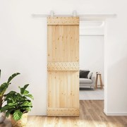 Tömör fenyőfa tolóajtó fémszerelék szettel 70 x 210 cm
