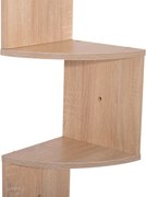 HOMCOM Zigzag Sarokpolc Tároló 20L x 20W x 126H cm 5 Szint Világos Tölgyfa | Aosom