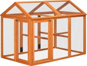 PawHut Kültéri Tyúkól 140x88.5x106 cm - 1-3 Tyúk számára, 3 Ülőfelülettel, Fából készült Váz, 2 Zárható Ajtóval a Kertbe | Aosom