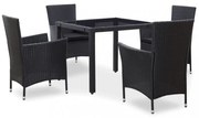 5-részes fekete kültéri polyrattan étkezőgarnitúra