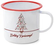Bádog bögre karácsonyfával Boldog karácsony felirattal 11x11x10 cm