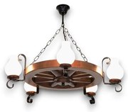 Brilagi - Csillár láncon ROATA 5xE14/40W/230V bükkfa/dió