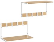 Fali polc kampókkal VELORY szett 2 db 50x24,2 cm, fehér/dub sonoma