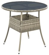 Juskys Rattan kerekasztal Yoro Ø80 cm - szürke