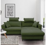 HORTA L-alakú, jobboldali kinyitható sarokkanapé tárolóval, zöld