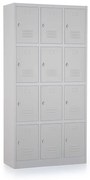 Fém szekrény - 12 doboz, 90 x 40 x 185 cm, csavaros zár, szürke - ral 7035