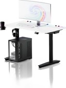 Elektromos RGB gamingasztal tartókkal, fehér-fekete, 120 cm: Diablo X-Forge 1200