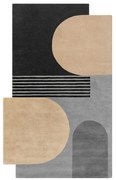 Fekete-szürke kézi szövésű gyapjú szőnyeg 120x180 cm Lozenge Monochrome – Flair Rugs
