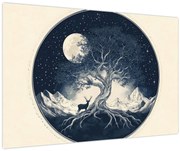 Kép – Mágikus fa szarvassal I. (90x60 cm)