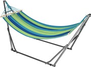 Outsunny Önálló Összecsukható Hintaállvány, Pamut Hinta és Acél Váz, Max. teherbírás 120kg, 270x100x94cm | Aosom