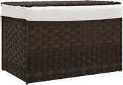 vidaXL sötétbarna polyrattan szennyeskosár fedéllel 55,5 x 35 x 34 cm