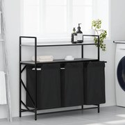 szürke sonoma mosodai kosár 3 rekeszes polcokkal