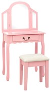 rózsaszín császárfa MDF fésülködőasztal ülőkével 65x36x128 cm