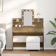 Sminkasztal LED világítással, Kézműves tölgy, 100x40x130 cm