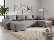 SEVIO U alakú kihúzható ülőgarnitúra, 311x145 cm, szürke + 2 párna INGYEN