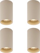 4 darabos modern bézs színű, felületre szerelhető spotlámpa készlet GU10 50mm kerek - Tuba