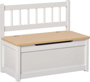 HOMCOM Játékos Tárolópad Gyerekeknek Háttámlával és Párnázott Fedéllel, 40 kg Terhelhetőség, Játéktermekhez és Gyerekszobákhoz, 60x30x50 cm, Fehér | A