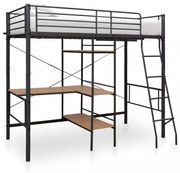 szürke fém emeletes ágykeret asztallal 90 x 200 cm