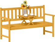 Outsunny 2-Fős Fa Kerti Pad, Időjárásálló Pad, Kerti Bútor Hátfallal és Karfákkal, Hajtható Asztalú Park Pad 320kg Teherbírással, Balkon Pad, Fa Pad E
