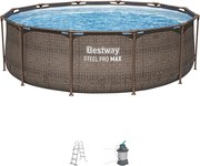 Bestway MYKONOS LUX homokszűrős vízforgatóval rattan hatású fémvázas medence szett 366 x 100 cm