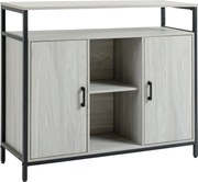 HOMCOM Modern Fa Tálalószekrény 2 Szekrénnyel és Polcokkal, Világosszürke Konyhai és Előtéri Szekrény, 100x34x87.2cm | Aosom