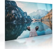 Üveg kép - Csónakok a Braies-tónál (70x50 cm)