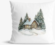Goldea karácsonyi dekoratív párnahuzat - téli házikó 45 x 45 cm