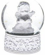 Angel karácsonyi hógömb fehér, 6,5 x 8,3 cm