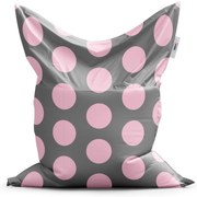 Classic babzsák nagy rózsaszín pöttyök - gyerek, szürke / rózsaszín