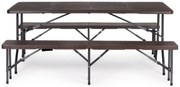 Catering készlet asztal + 2 pad 180cm Wooden Brown