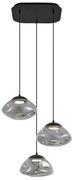 Design függőlámpa fekete füstüveggel, 3-lámpás - Gus