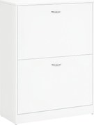 HOMCOM Modern Cipőtároló Szekrény Előtérhez, 2 Fiókkal és Állítható Polcokkal, 60x24x80 cm, Fehér | Aosom