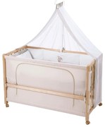 Natúr színű gurulós babaágy baldachinnal 60x120 cm Liebhabär – Roba