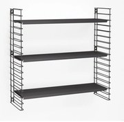 Libro háromszintes fekete polc, hossz 70 cm - Metaltex