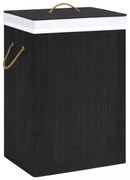 fekete bambusz szennyestartó kosár 2 résszel 72 L