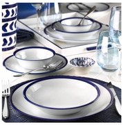 24 részes porcelán étkészlet, fehér/kék