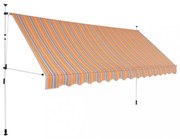 kézzel feltekerhető napellenző kék-sárga csíkokkal 350 cm