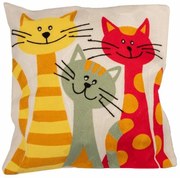 Macskák kötött párnahuzat, 45 x 45 cm