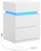 Éjjeliszekrény led világítással, 35x40x55 cm, fehér