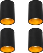 4 darabos modern spotlámpa szett fekete arany GU10 50mm - Deep