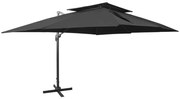 fekete konzolos kerti napernyő dupla tetejjel 400 x 300 cm