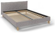 Szürke kárpitozott franciaágy ágyráccsal 180x200 cm Tina – Ropez