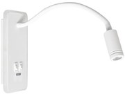 LED flexibilis fali lámpa USB-vel BASE 1xLED/8W+1xLED/2W/230V fehér