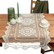 Asztalterítő Horgolt Pamut csipkés Fehér 50x100 boho horgolt